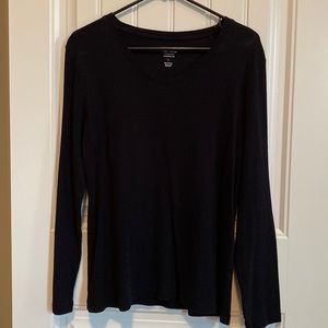 Sonoma Long Sleeve V-Neck Black Top